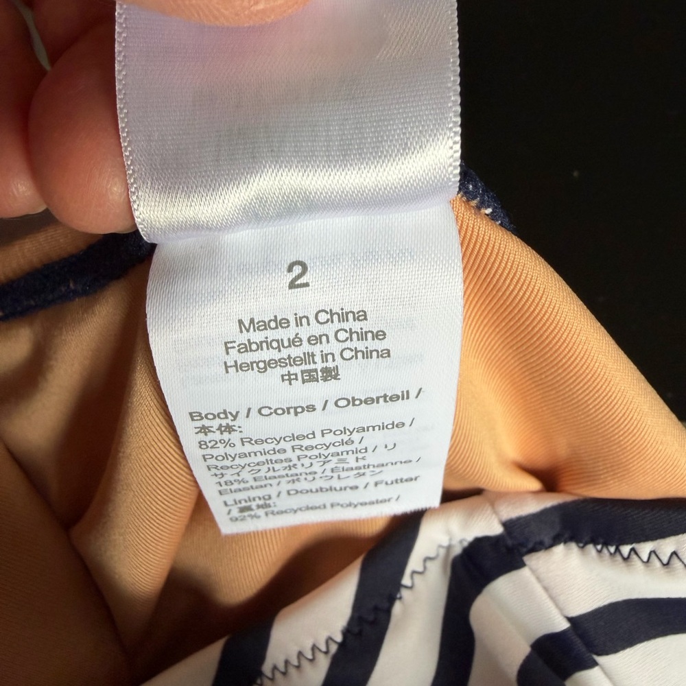 J.Crew Navy and white striped one shoulder swimsuit. Size 2 - Picture 4 of 4